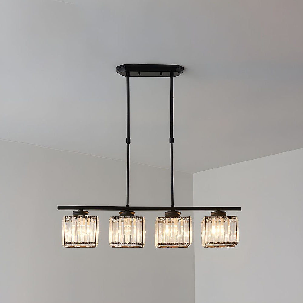 Hanglamp met glazen rechthoekige kap ontwerp