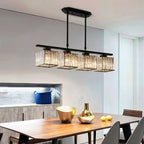 Hanglamp met glazen rechthoekige kap ontwerp