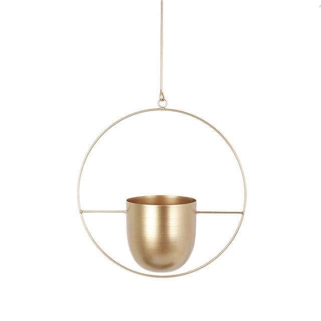Hangplanter met metalen ringstructuur vorm