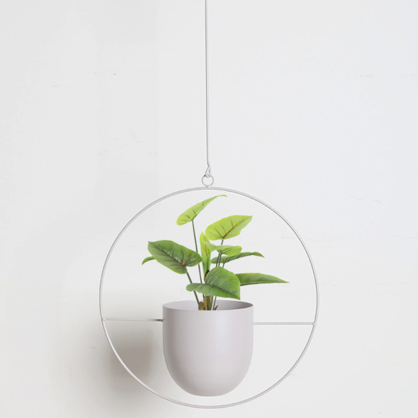 Hangplanter met metalen ringstructuur vorm