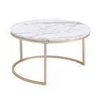 Set ronde tafels – wit marmer met gouden accenten voor een moderne woonkamerinrichting