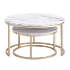 Set ronde tafels – wit marmer met gouden accenten voor een moderne woonkamerinrichting
