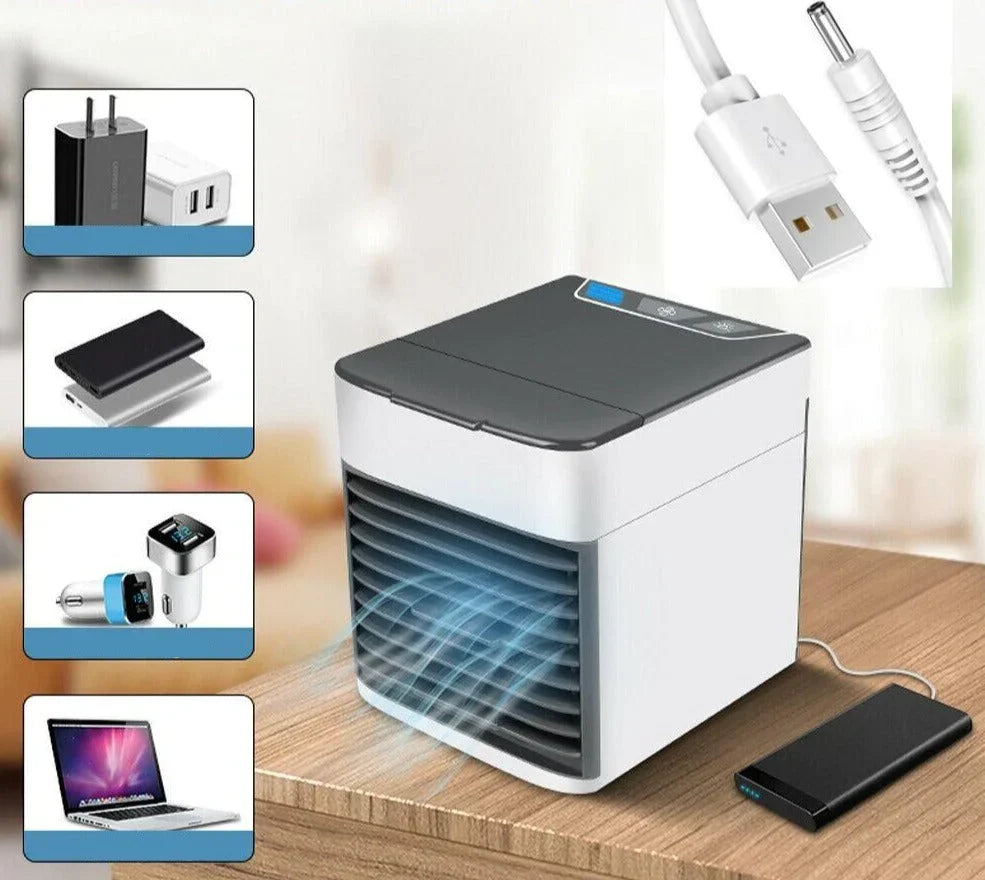 Draagbare Mini Airconditioner met 3‑in‑1 Koeling, Luchtzuivering en LED Sfeerlicht