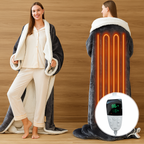 Elektrische Draagbare Warmtedeken met Fleece en Sherpa Binnenlaag