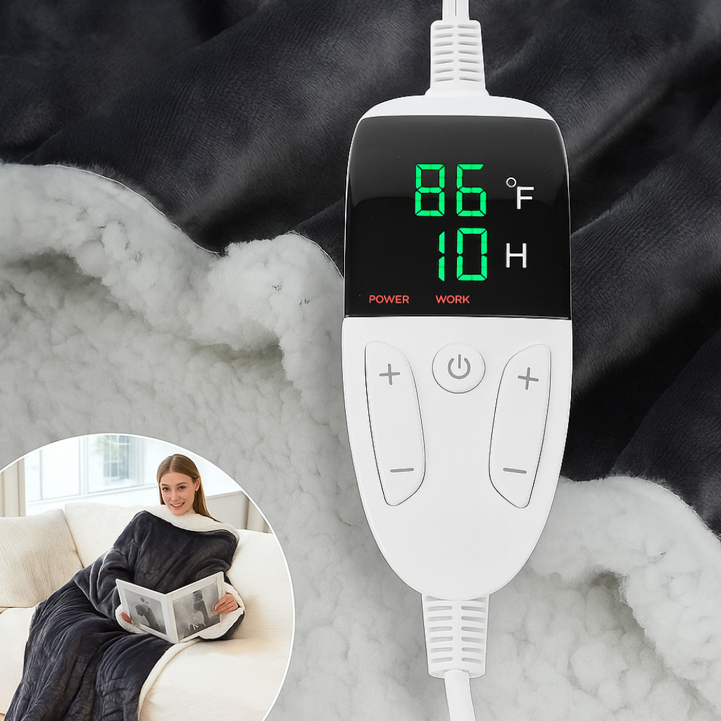 Elektrische Draagbare Warmtedeken met Fleece en Sherpa Binnenlaag