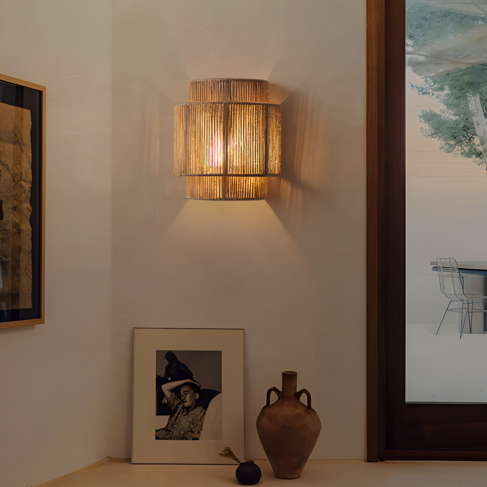 Bohemian Wandlamp Van Rotan En Touw Voor Warme Sfeerverlichting