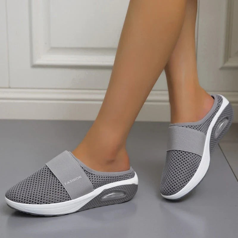 Dames schoenen met luchtkussen zool en ronde teen