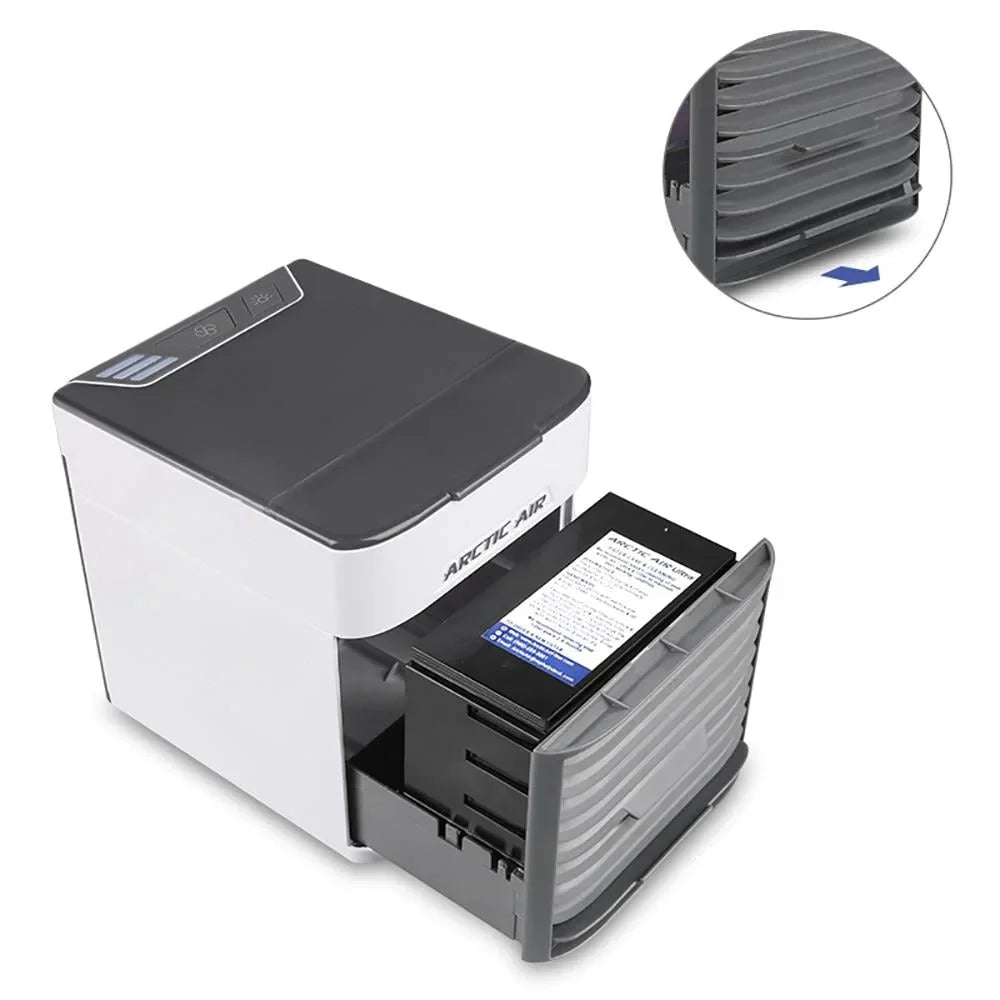 Draagbare Mini Airconditioner met 3‑in‑1 Koeling, Luchtzuivering en LED Sfeerlicht