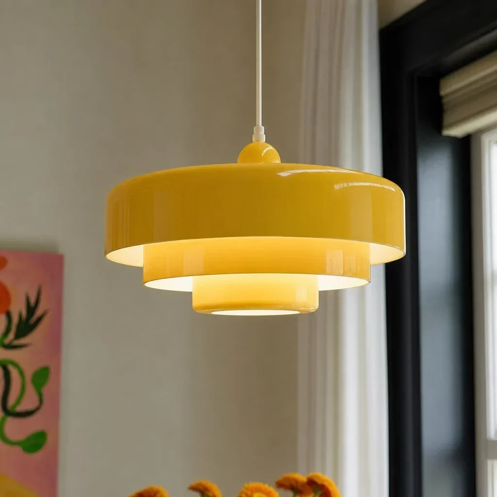 Drielaagse Design Hanglamp Met Schijfvorm Voor Moderne Interieurs