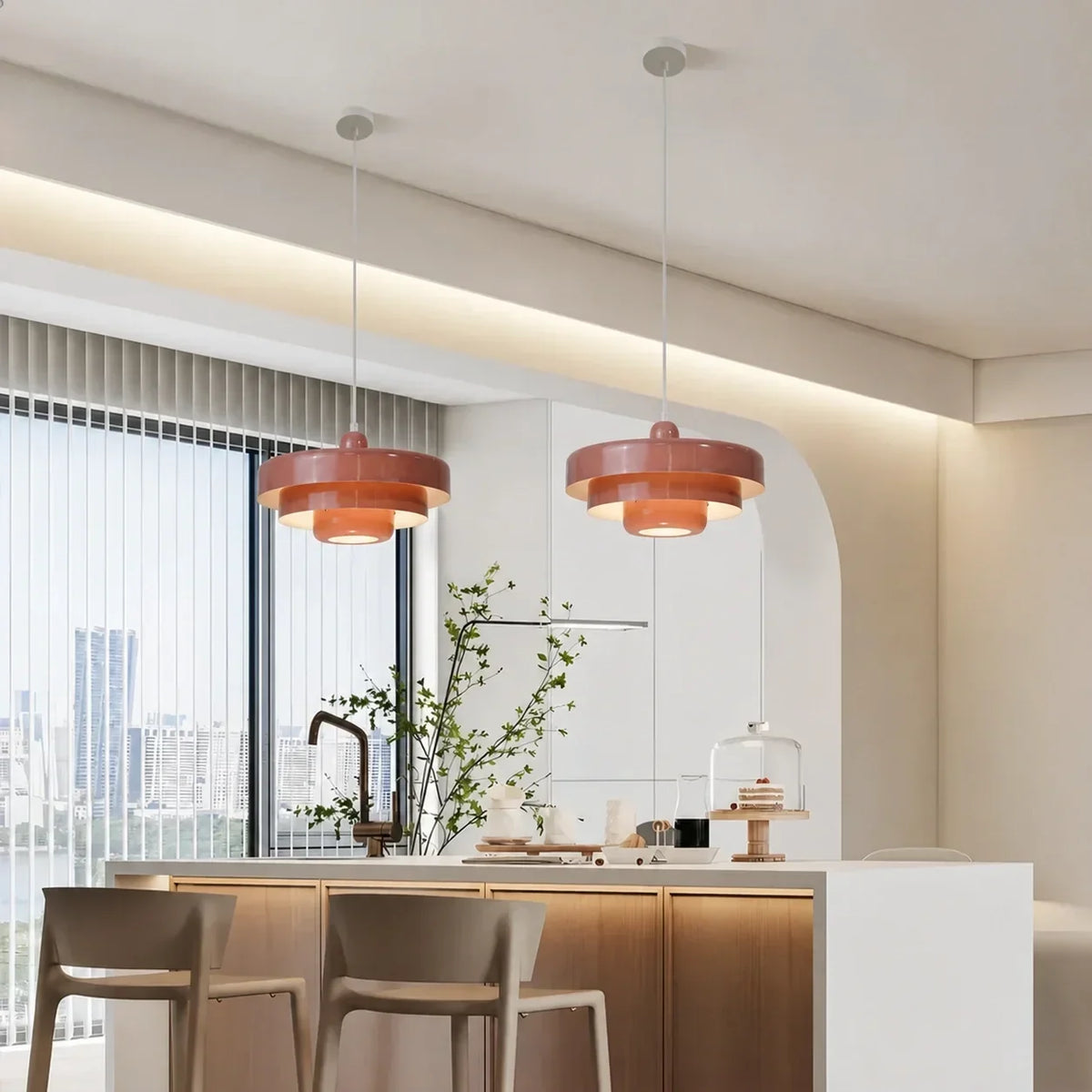 Drielaagse Design Hanglamp Met Schijfvorm Voor Moderne Interieurs