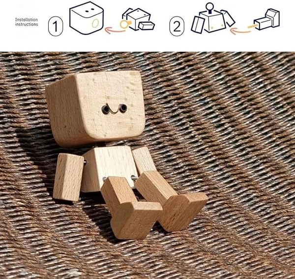 Houten Wipfiguur Met Verwisselbare Gezichtjes En Zachte Bewegingswerking