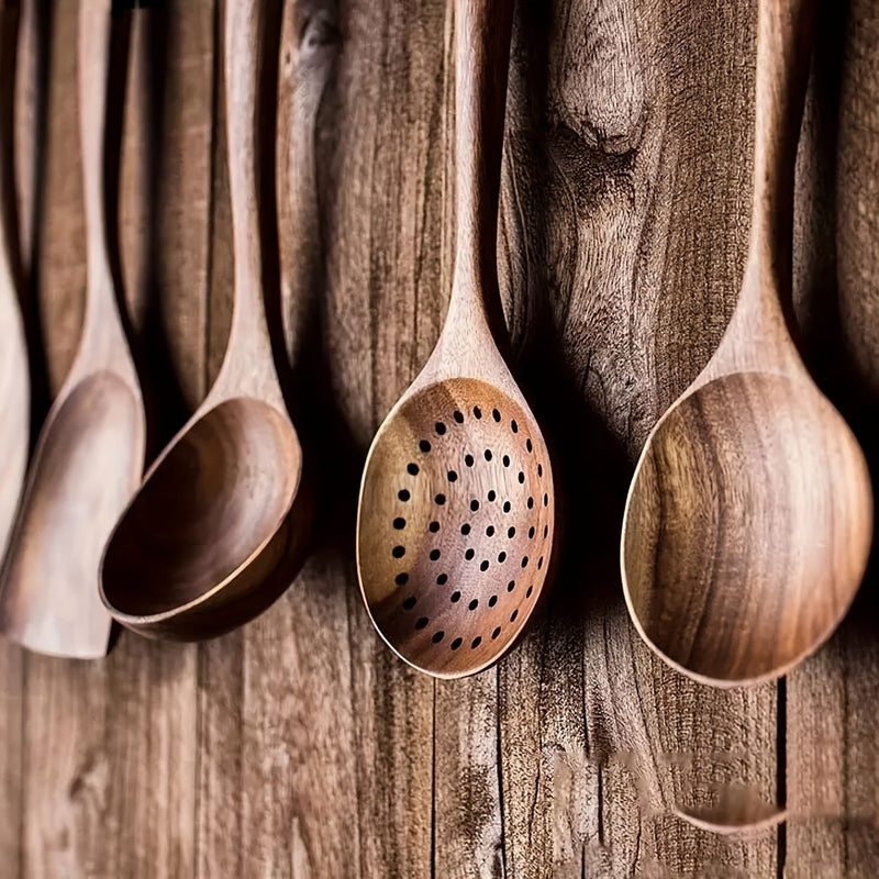 Houten Keukengerei Set Met Vijf Onderdelen