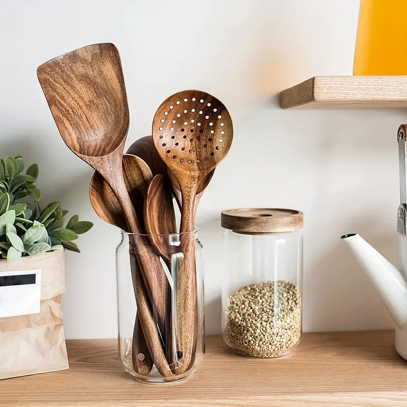 Houten Keukengerei Set Met Vijf Onderdelen