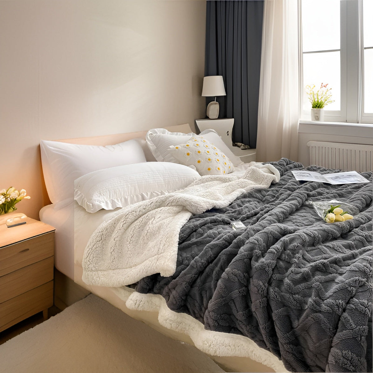 Winter Fleece Deken Met Tweezijdige Zachte Structuur