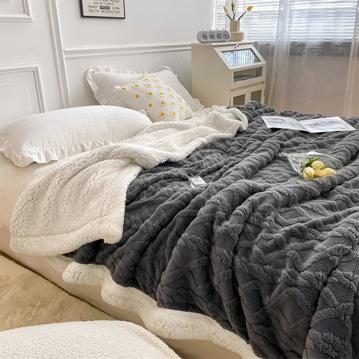Winter Fleece Deken Met Tweezijdige Zachte Structuur