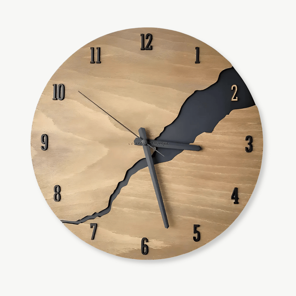 Wandklok van Bamboe en Hout met Stil Quartz Mechanisme