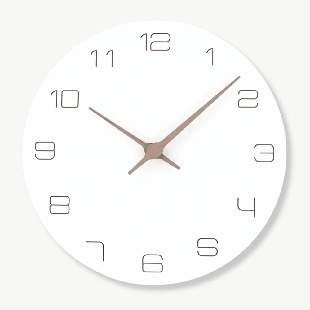 Wandklok met Wit Houtaccent en Stil Digitaal‑Analoog Mechanisme