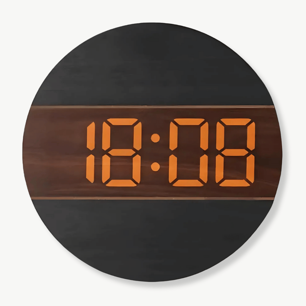 Wandklok met LED‑Display en Houten Ontwerp