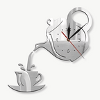 Wandklok met Thee‑ en Koffiesilhouet en Stil Quartzmechanisme
