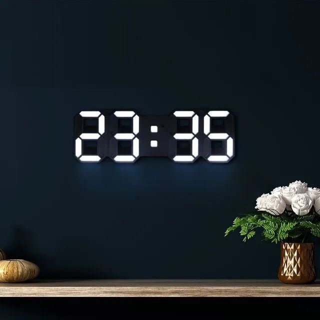 3D LED Wandklok met Dimbaar Digitaal Display voor Binnen