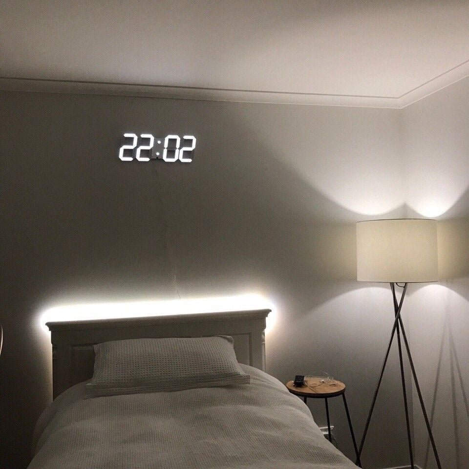 3D LED Wandklok met Dimbaar Digitaal Display voor Binnen
