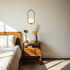 Ovale Hanglamp Met Open Frame En Glazen Bol Voor Warme Ruimteverlichting