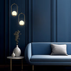 Ovale Hanglamp Met Open Frame En Glazen Bol Voor Warme Ruimteverlichting