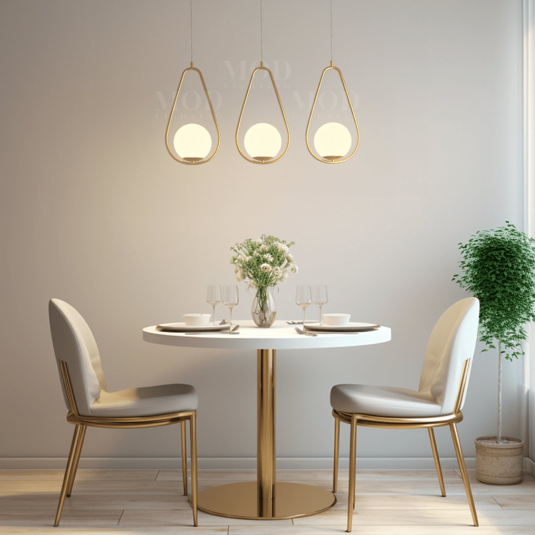 Ovale Hanglamp Met Open Frame En Glazen Bol Voor Warme Ruimteverlichting