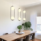 Ovale Hanglamp Met Open Frame En Glazen Bol Voor Warme Ruimteverlichting