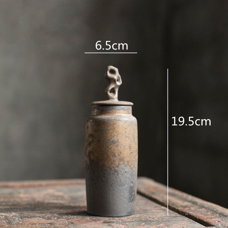 Keramische Theebus met Wabi‑Sabi Textuur en Sculpturale Vorm