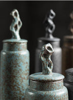 Keramische Theebus met Wabi‑Sabi Textuur en Sculpturale Vorm