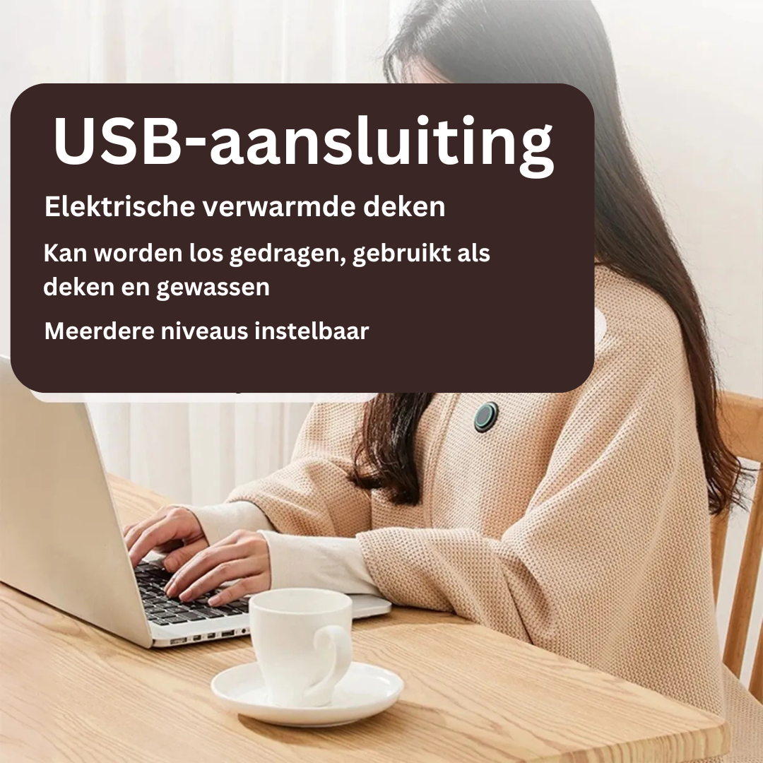 Draagbare USB-verwarmingsdeken met instelbare warmtestanden