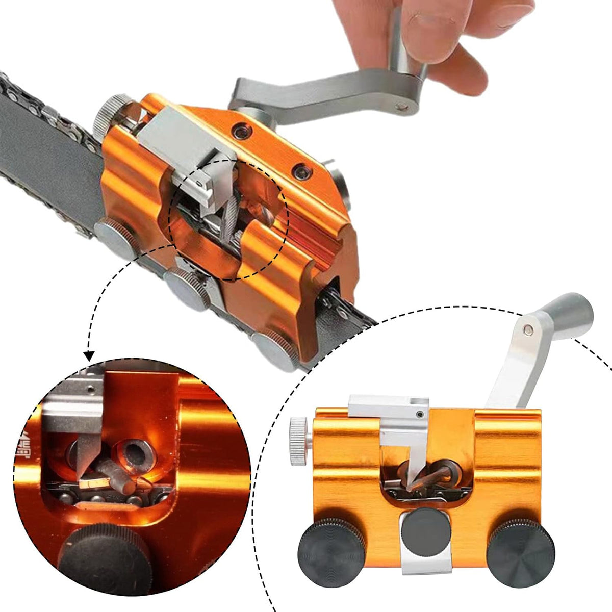 Kettingzaag‑Slijper Met Stevige Aluminiumconstructie En Precieze Handbediening