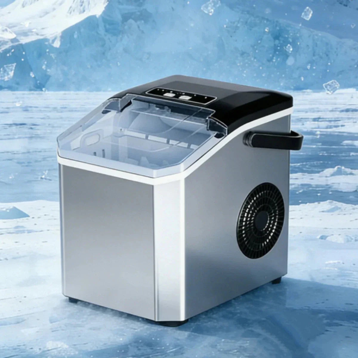 Roestvrijstalen IJsblokjesmachine met Transparante Deksel voor Verse IJsblokjes