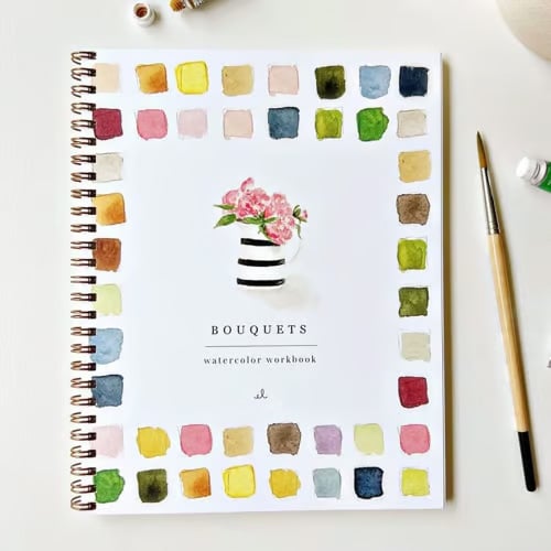 Aquarel Werkboek Met Voorgetekende Sjablonen En Rustgevende Creatieve Inspiratie