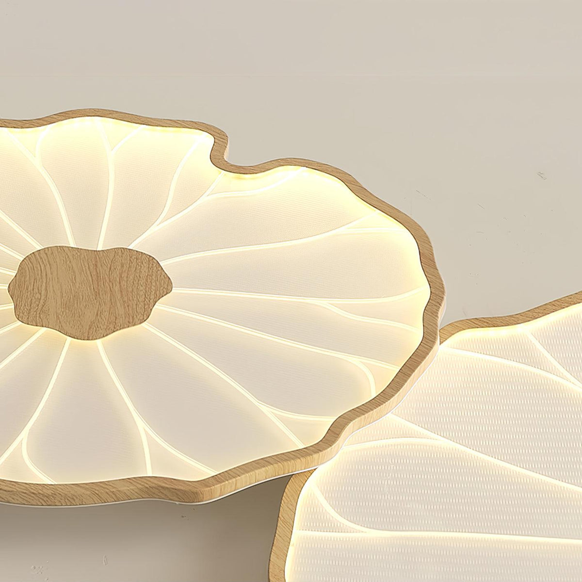 Plafondlamp Met Platte Vorm En Moderne Houtstructuur
