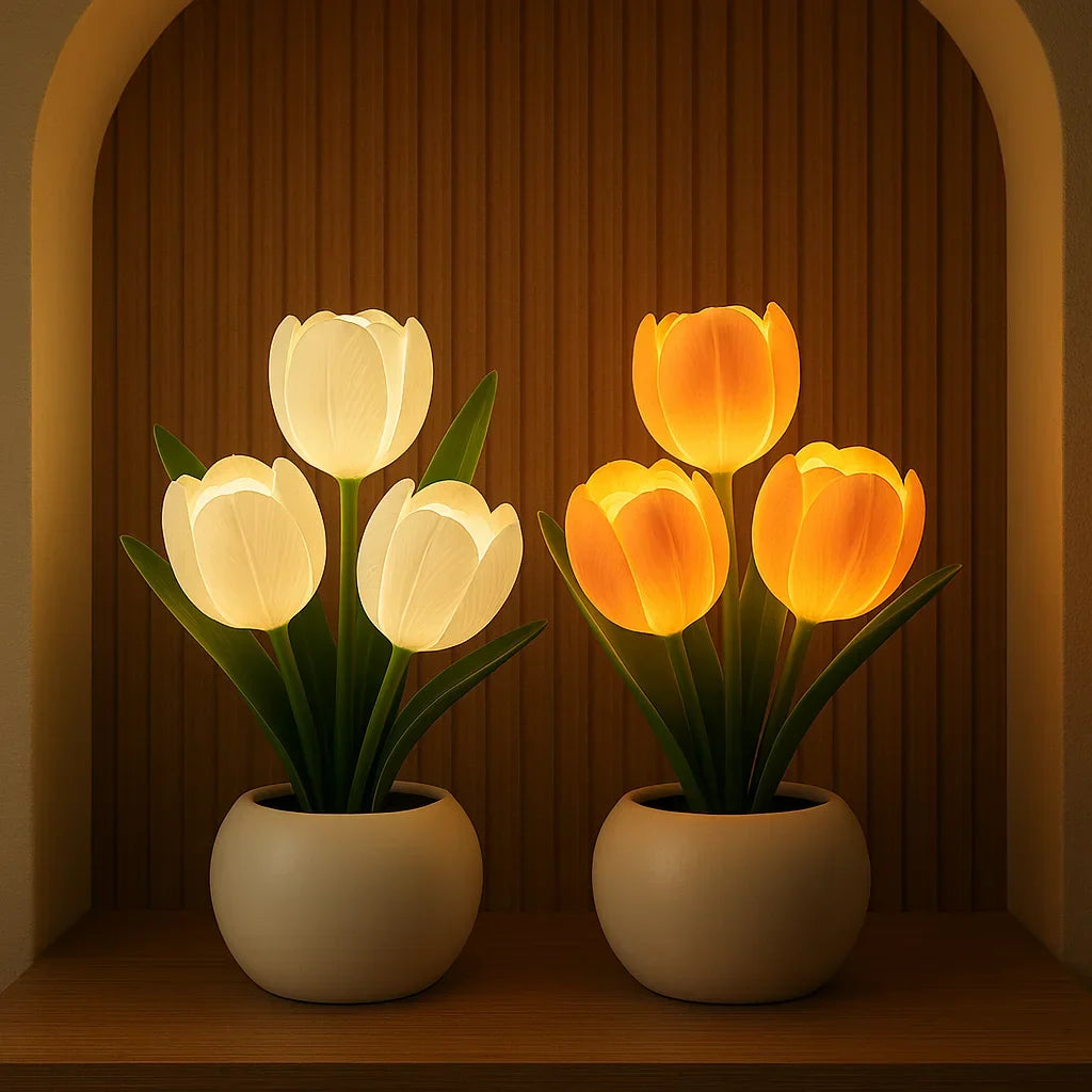 LED‑Tulpenlamp met Warm Licht en Stabiele Binnenplaatsing