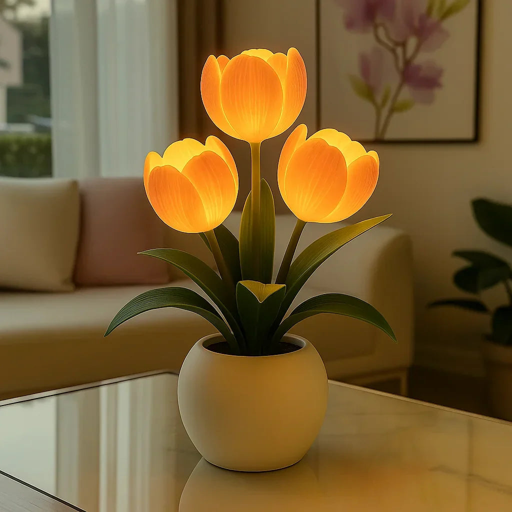 LED‑Tulpenlamp met Warm Licht en Stabiele Binnenplaatsing