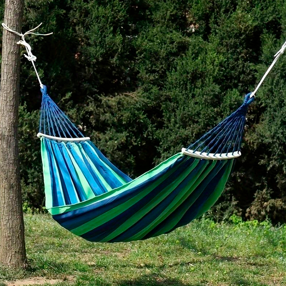 Canvas Hangmat met Houten Spreidstokken voor Tuin en Camping