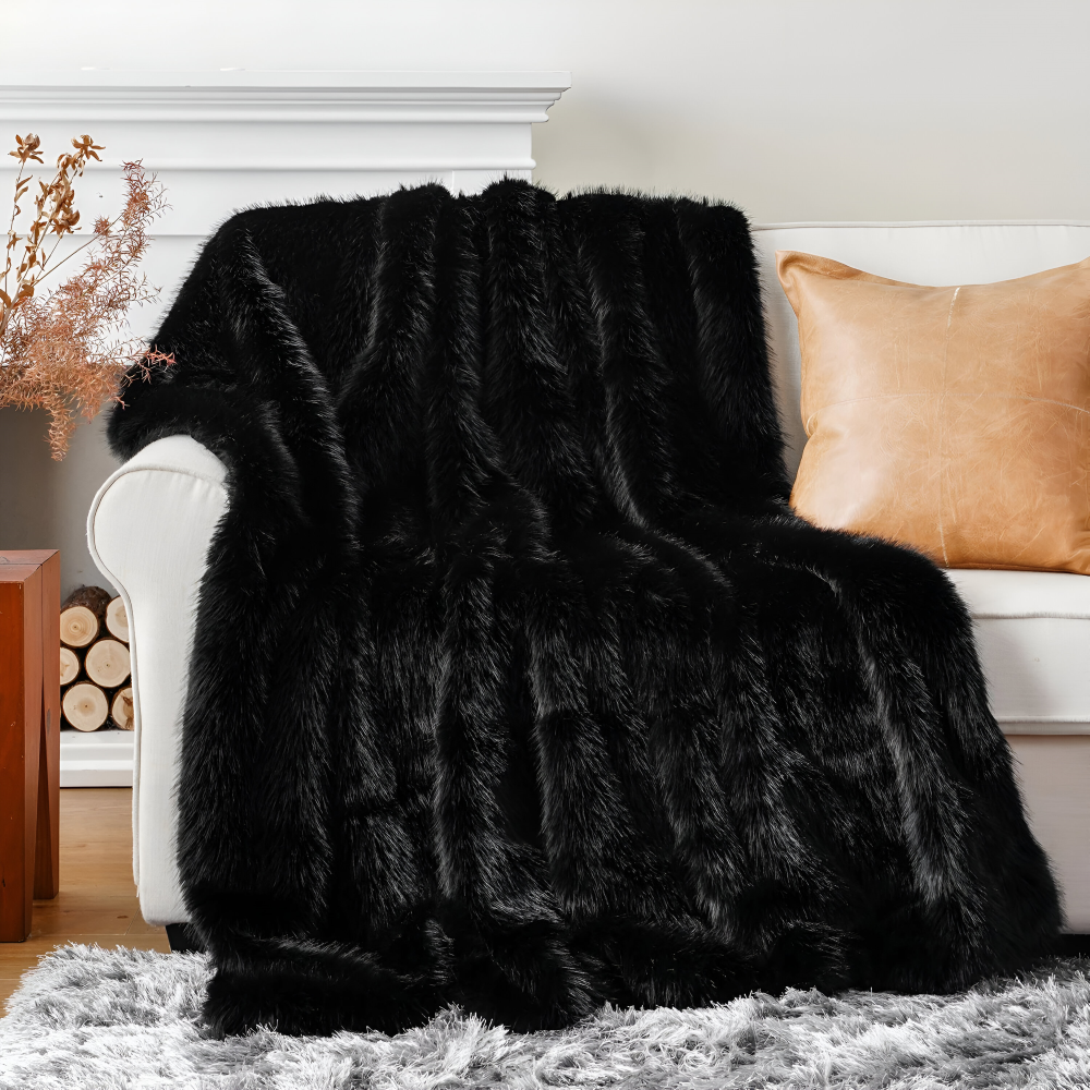 Pluche Deken Met Langharige Faux Fur Voor Extra Warmte En Comfort