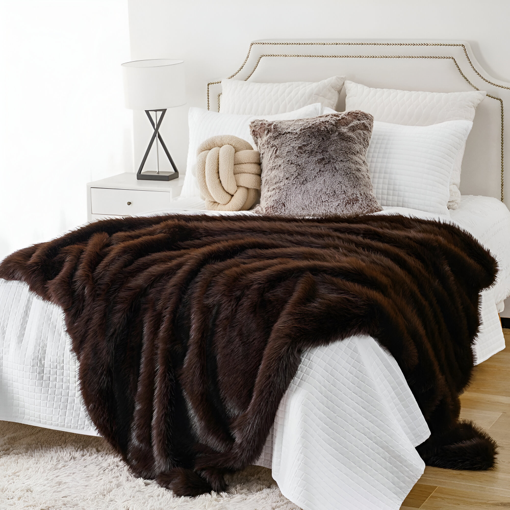 Pluche Deken Met Langharige Faux Fur Voor Extra Warmte En Comfort