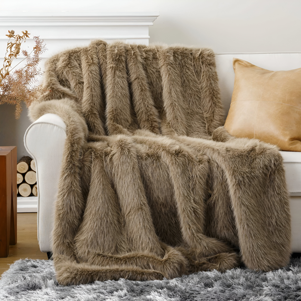 Pluche Deken Met Langharige Faux Fur Voor Extra Warmte En Comfort