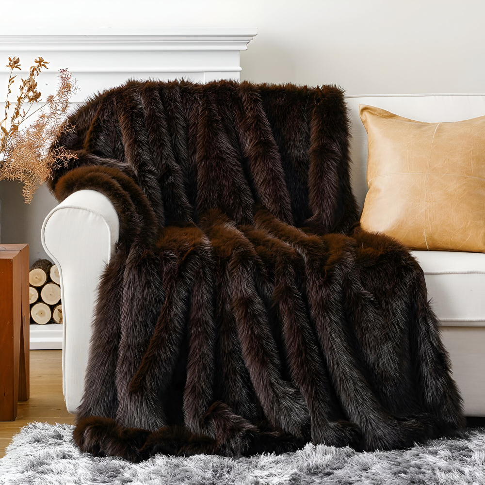 Pluche Deken Met Langharige Faux Fur Voor Extra Warmte En Comfort