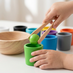 Montessori Kleurensorteerspel Met Ballen En Bekers Voor Educatief Speelplezier