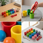 Montessori Kleurensorteerspel Met Ballen En Bekers Voor Educatief Speelplezier
