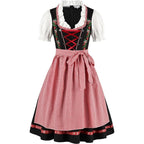 Dames Dirndl Jurk met Schort in Traditionele Oktoberfest-Stijl