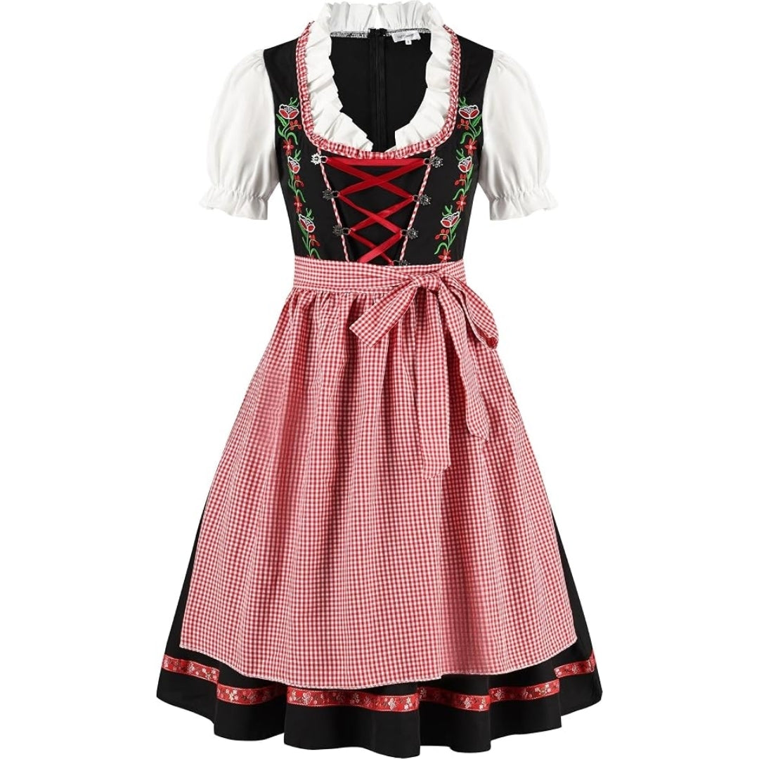 Dames Dirndl Jurk met Schort in Traditionele Oktoberfest-Stijl