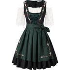 Dames Dirndl Jurk met Schort in Traditionele Oktoberfest-Stijl