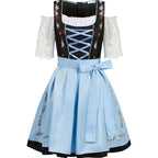 Dames Dirndl Jurk met Schort in Traditionele Oktoberfest-Stijl