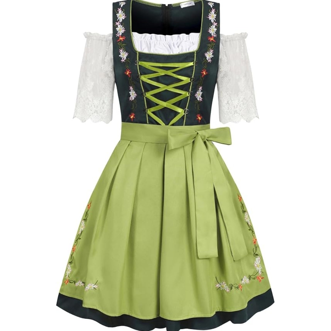 Dames Dirndl Jurk met Schort in Traditionele Oktoberfest-Stijl